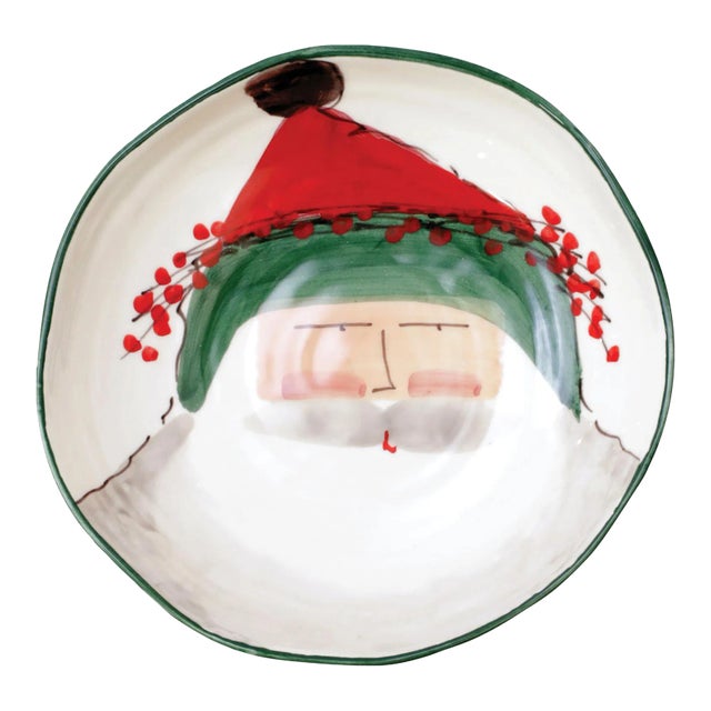 VIETRI Old St. Nick Pasta Bowl - Green Hat For Sale