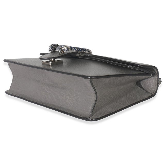 Animal Skin Dusty Grey Pebbled Calfskin Small Dionysus Shoulder Bag For Sale - Image 7 of 9