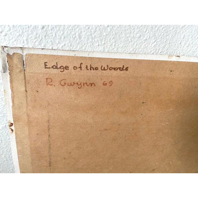 Textile Mid 20th Century "Edge of the Woods" Landscape Oil Painting by R. Gwynn For Sale - Image 7 of 10