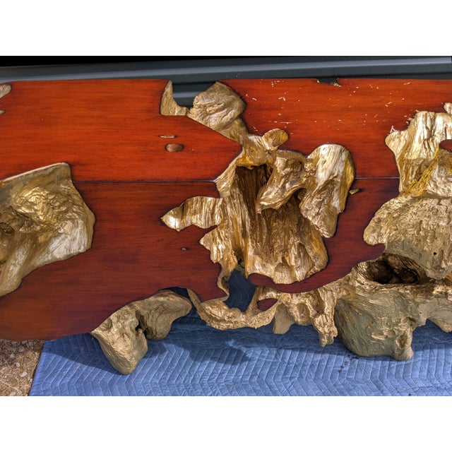 Gold Phillips Cast Naturals Root Burl Driftwood Console Table in Gold Leaf For Sale - Image 8 of 18