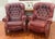 Great pair of 20 th c vintage tufted oxblood leather with decorative nails writers recliner armchairs. Heavy, solid and...