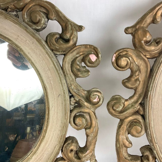 Ancient Italian Small Gesso Mirror Pair For Sale - Image 4 of 14