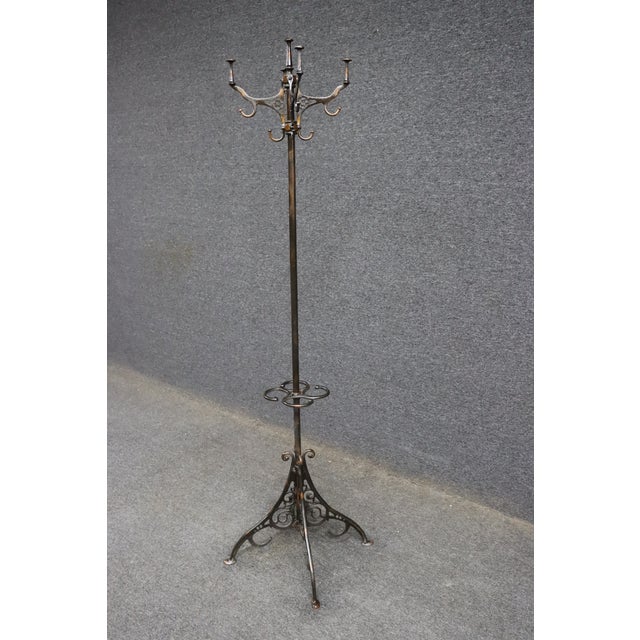 Late 20th Century Victorian Iron Hall Tree Coat Rack & Umbrella Stand For Sale - Image 5 of 10