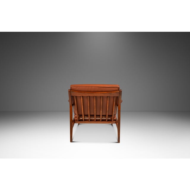 Mid-Century Modern Restored Danish Modern Model 596 Lounge Chair in Beech & Leather Attributed to Lawrence Peabody & Ib Kofod Larsen for Selig, Denmark, C. 1950's For Sale - Image 3 of 18