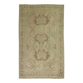 Neutral Antique Turkish Oushak Foyer Rug - 5'1" x 8'1" For Sale