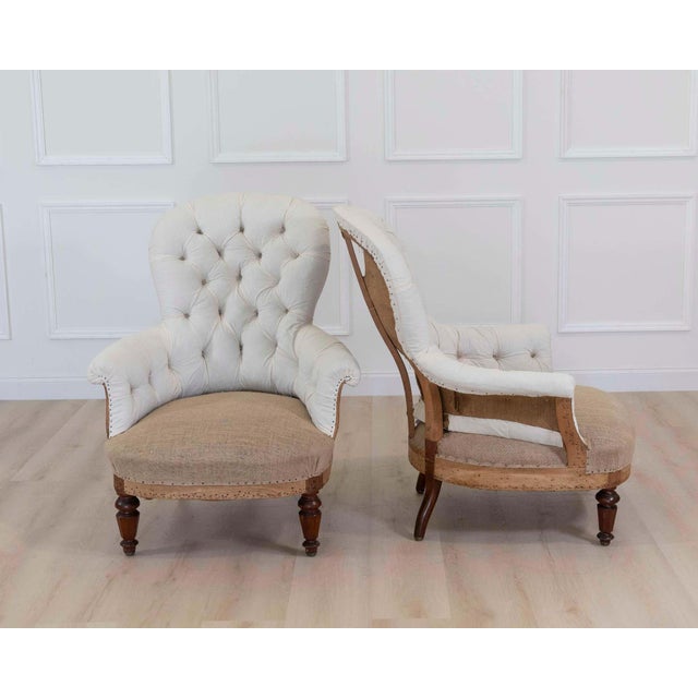 Off-white Pair of 20th Century French Chairs, Ready to Upholster For Sale - Image 8 of 13