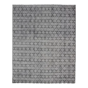 All-Over Geometric Modern Large Rug in Ivory and Black
