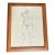 1940’s Original Male Nude Giacometti Style Ink Drawing in Oak Frame For Sale