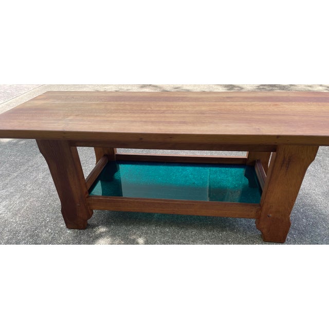 Plastic Mid Century Coffee Table With Green Plexiglass Bottom Shelf For Sale - Image 7 of 10