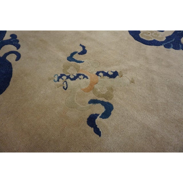 Antique Knotted Chinese Rectangle Ivory Room Size 1920s Wool - Peking Rug, Circa Date: 1920s. This monumental Chinese...