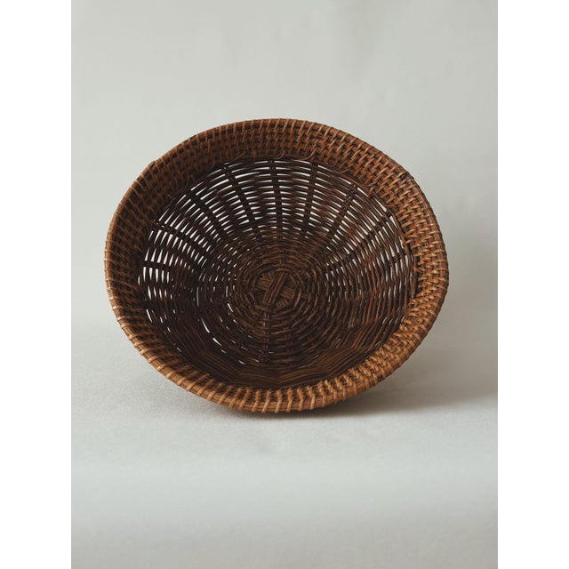 Vintage Wicker Basket With Bent Rattan Rim For Sale In Los Angeles - Image 6 of 7