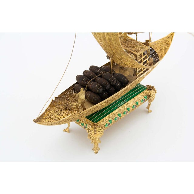 Rabelo Boat in Silver with Gilded Filigree For Sale - Image 5 of 7