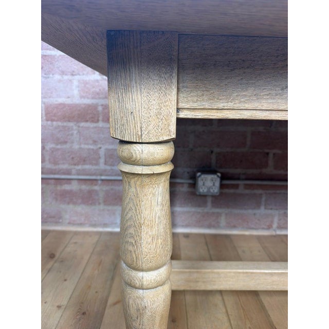 Wood Vintage French Country Bleached Oak Farmhouse Dining Table For Sale - Image 7 of 12