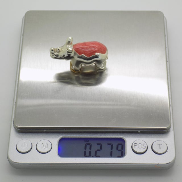 Vintage Italian Sterling Silver 925 and Enameled Rhino Miniature by Ottaviani, Rome, 1980s For Sale - Image 9 of 11