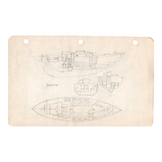 1940s Maine Marine Architectural Drawing on Paper For Sale