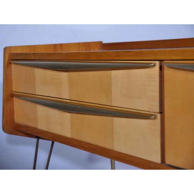 Gold Italian Cherry Wood Lowboard with Original Hairpins, 1950s For Sale - Image 8 of 13