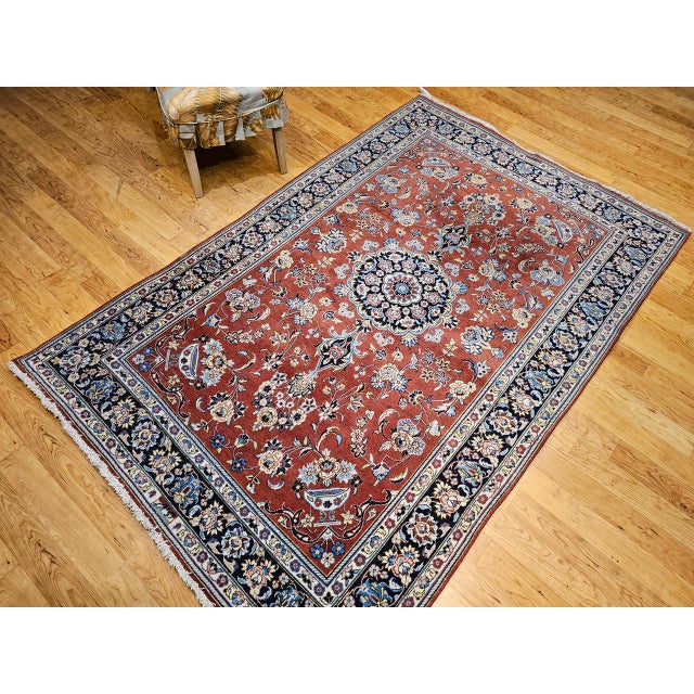 Vintage Turkmen Area Rug, Hand-Knotted Wool, Allover Geometric Pattern, Pistachio Green & Red, 4x8 For Sale - Image 9 of 18