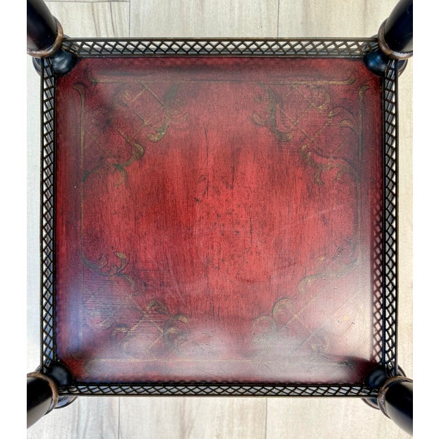 Vintage French Neoclassical Two-Tier Side Table With Bronze Finish Galleries For Sale - Image 12 of 15