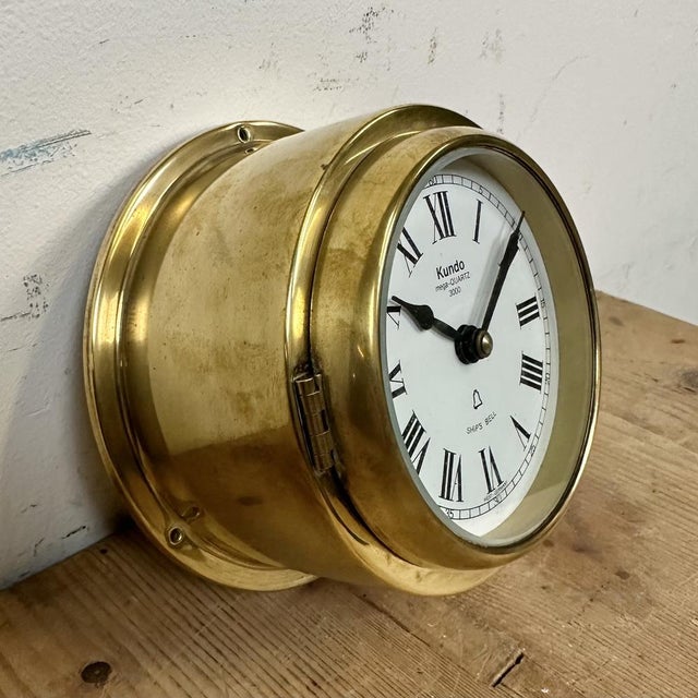 Vintage German Brass Ships Clock from Kundo, 1970s For Sale - Image 4 of 16
