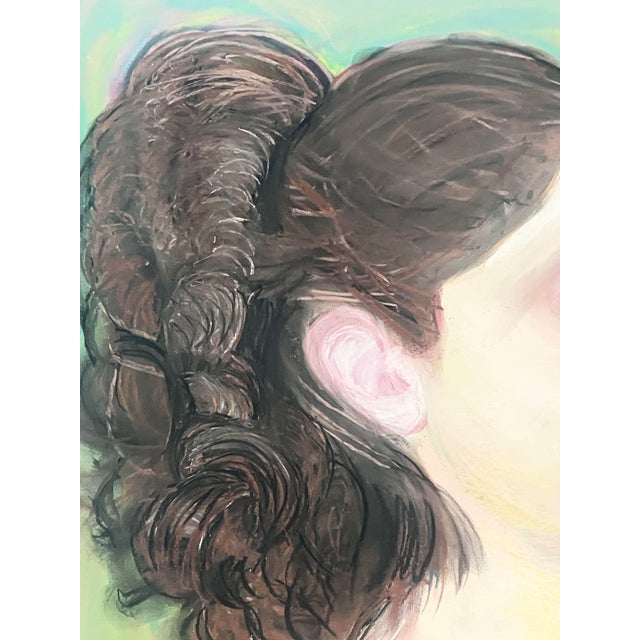 Striking mid cenury pastel portrait of a woman. Art measures 16 x 19.5, Frame measures 19.5 x 23.5. Signed.