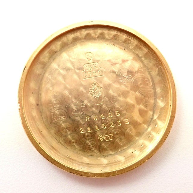 2000 - 2009 Movado 18k Yellow Gold Automatic Bumper Yellow Alligator Band Watch R8405 For Sale - Image 5 of 8