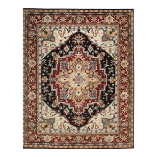 10x14 Blue Hand-Knotted Wool Octagonal Medallion Geometric Modern Carpet Rug For Sale
