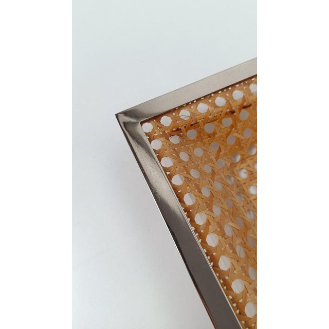 Christian Dior Large Acrylic Glass, Cane Webbing and Chrome Serving Tray in the style of Christian Dior, 1970s For Sale - Image 4 of 18