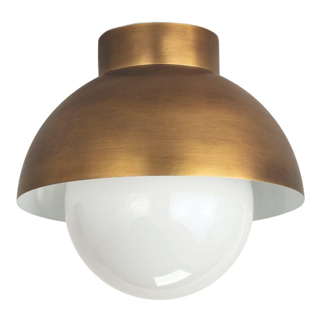 Regina Andrew Montreux Steel Flush Mount, Natural Brass For Sale