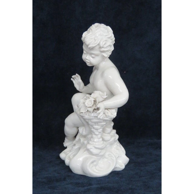 Porcelain White Cherub Sculpture Figurine Made in Italy For Sale - Image 12 of 12