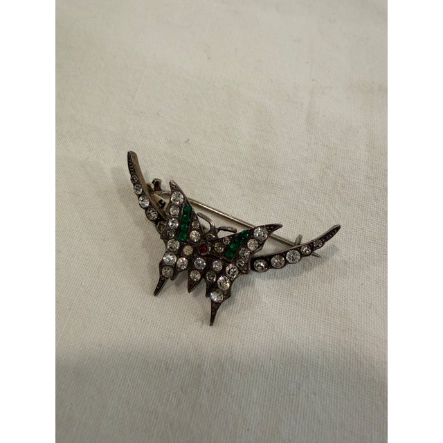 Antique Edwardian Glass Butterfly Brooch, 1900s For Sale - Image 3 of 6