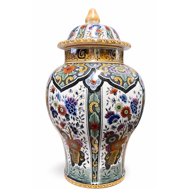 Polychrome Lidded Vases by De Sphinx, 1970s, Set of 2 For Sale - Image 4 of 11