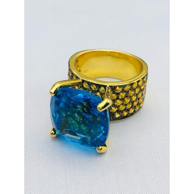 Bochic "Orient" Yellow Sapphire & Blue Topaz Ring Set In 18K Gold & Silver For Sale In New York - Image 6 of 12