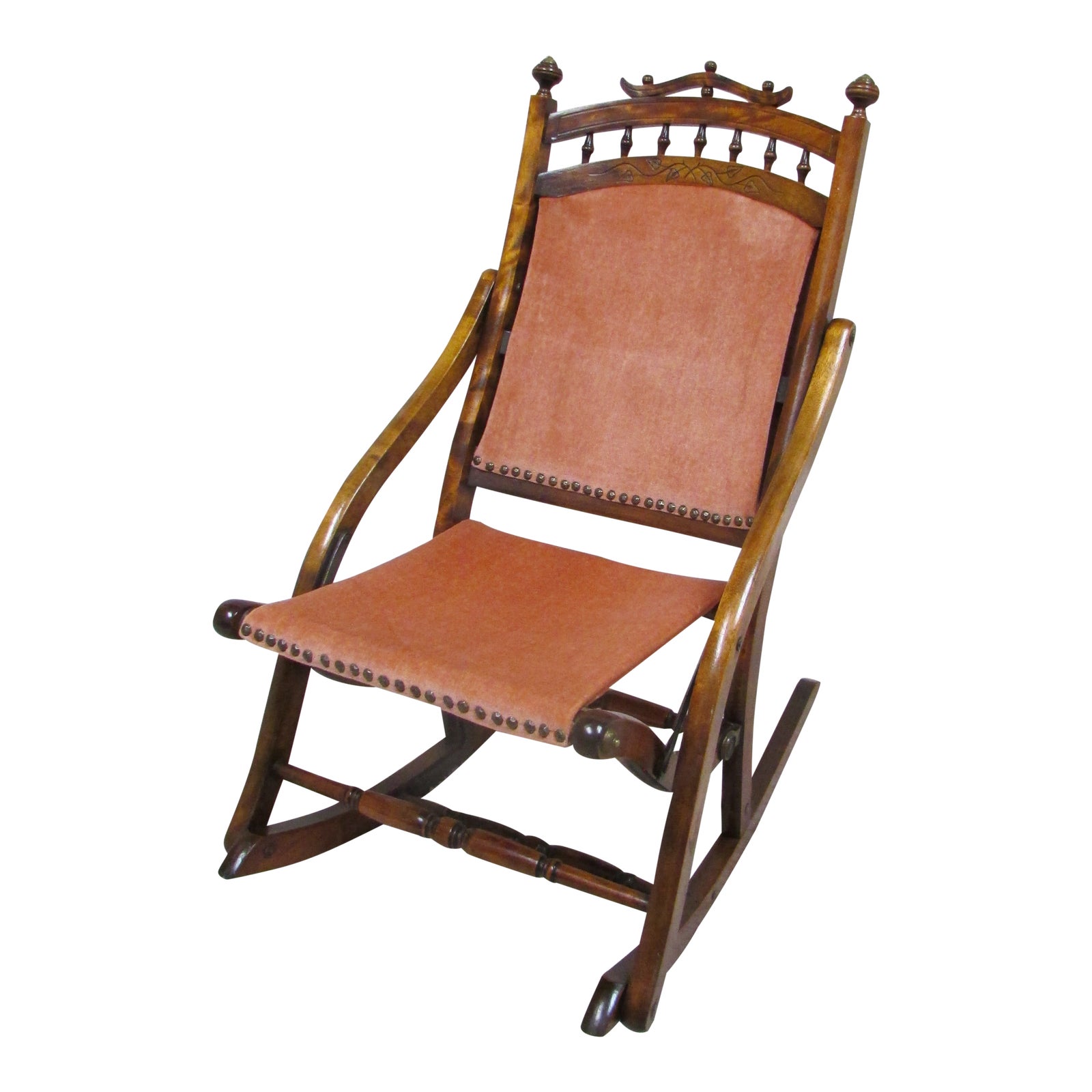 19th Century Eastlake Carpet Folding Rocking Chair Chairish