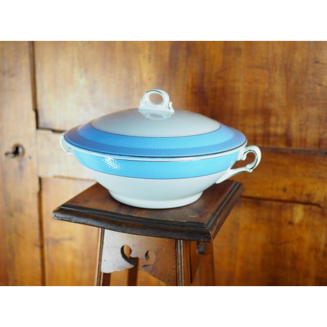 1950s French Saint Amand Pastel Blue Soup Tureen For Sale - Image 11 of 13