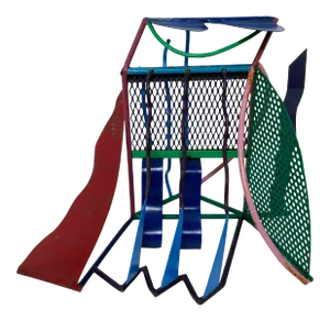 C. 1980s Postmodern Abstract Welded Steel and Enameled Sculpture