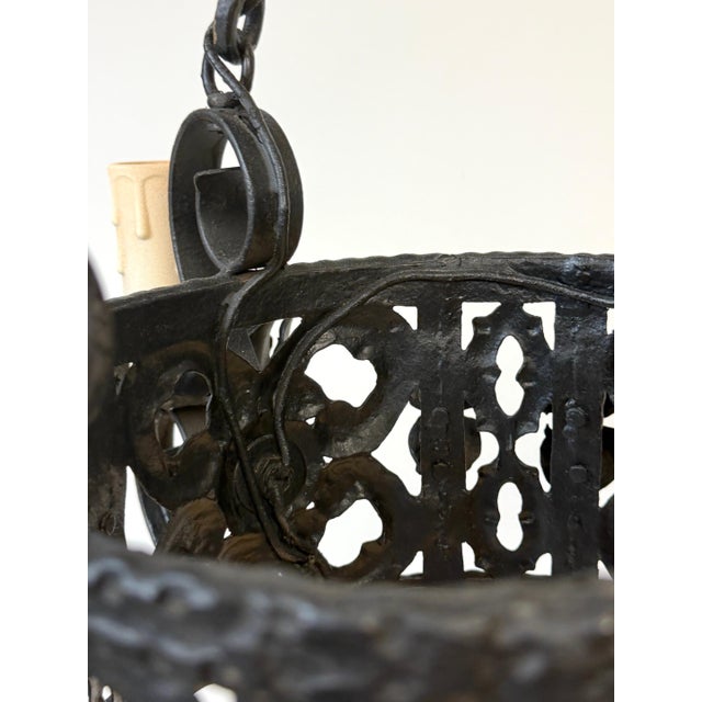 Addison Mizner Style Spanish Colonial Wrought Iron Four-Light Chandelier For Sale - Image 18 of 18