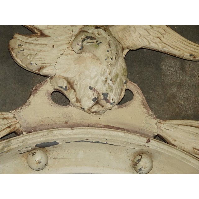 Antique Off White Federal Bullseye Eagle Convex Wall Mantle Mirror 13 Colonies#3 For Sale - Image 15 of 17