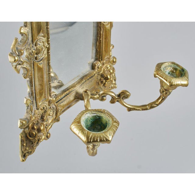 Swedish Brass Sconces with Mirrors, Set of 2 For Sale - Image 4 of 7