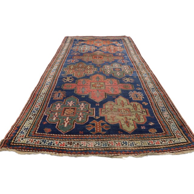 Tribal Antique Caucasian Kazak Rug, 04'01 X 09'10 For Sale - Image 3 of 9