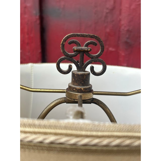 Wood Early 20th C. Japanese Fukagawa Imari Crane Lamp With Silk Bell Shade & Brass Finial - Fully Rewired For Sale - Image 7 of 12