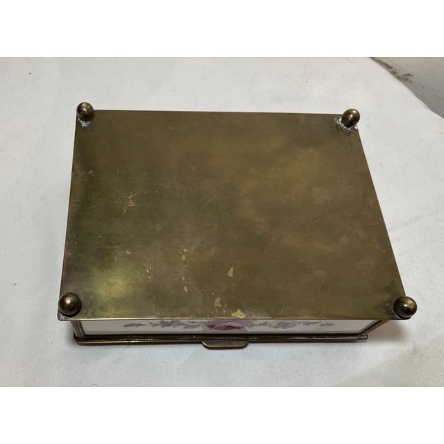 Antique 19th Century Hand Painted Porcelain Bronze French Faience Jewelry Box For Sale - Image 10 of 13