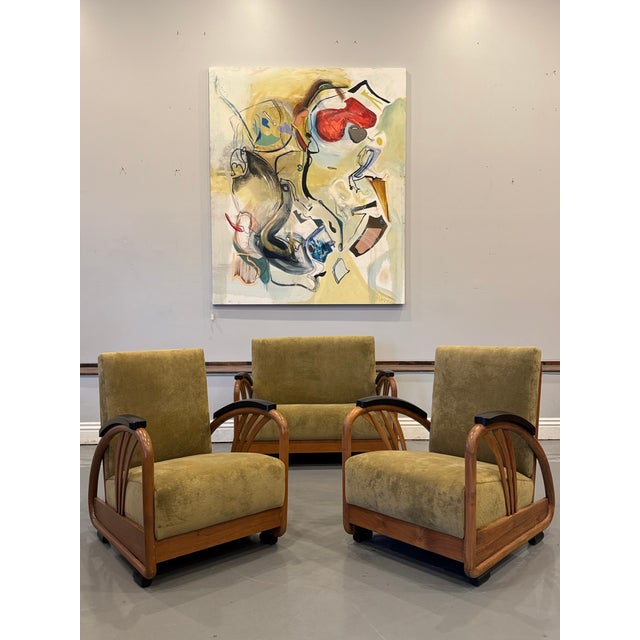 1930s 1930s Art Deco Loveseat & Pair of Chairs For Sale - Image 5 of 18