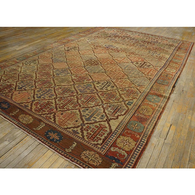 Textile 1870s Ivory Tribal Shrub Antique Nw Persian Bakshaiesh Rug 9' X 13'2" Hand Knotted Wool Carpet For Sale - Image 7 of 17