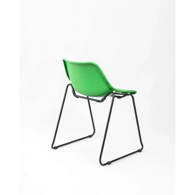 Metal Stackable Green and Yellow Chairs in Iron, 1950s, Set of 4 For Sale - Image 7 of 12