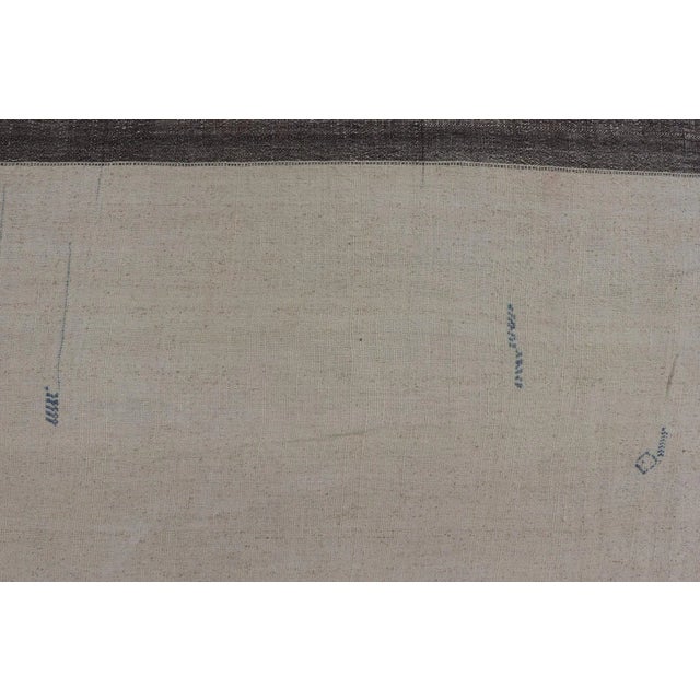 Large Vintage Hand Woven Turkish Kilim Rug With Stripes in Gray, White & Cream For Sale - Image 4 of 12