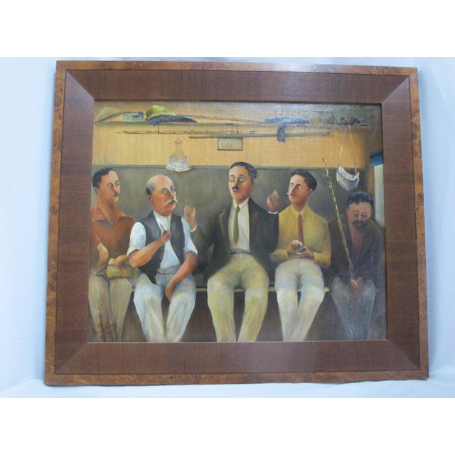 A Robquin French 1920's Signed Framed Oil Painting Fishermen For Sale In Portland, OR - Image 6 of 9