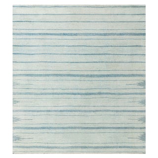Doris Leslie Blau Vintage Indian Dhurrie Striped Blue Rug For Sale