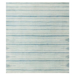 Doris Leslie Blau Vintage Indian Dhurrie Striped Blue Rug