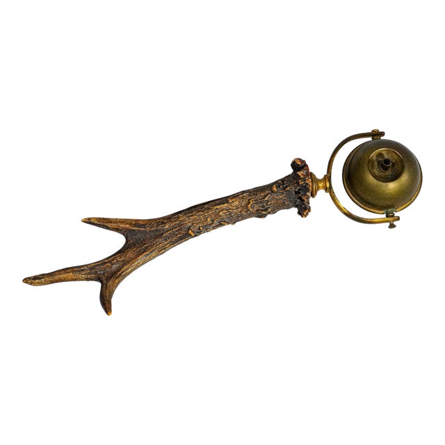Amazing Antique Antler Brass Gimbel Cigar Lighter Tobacciana Rustic Home Decor Display Prop For Sale