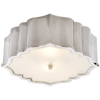Alexa Hampton for Visual Comfort Signature Balthazar Flush Mount in Polished Nickel with Frosted Glass For Sale